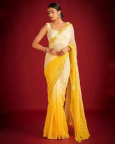 Sequence Yellow Saree With Unstiched Blouse Piece-MWPK-308-YELLOW